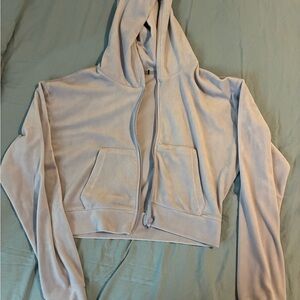 Forever 21 Light Blue Cropped Hoodie